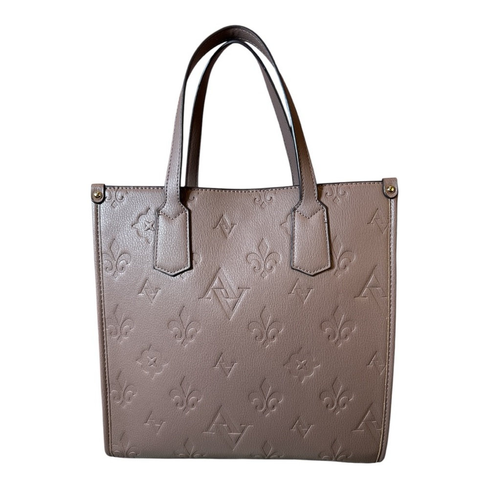 Adrienne Vittadini Taupe Leather Tote with Gold Hardware - Picture 3 of 14